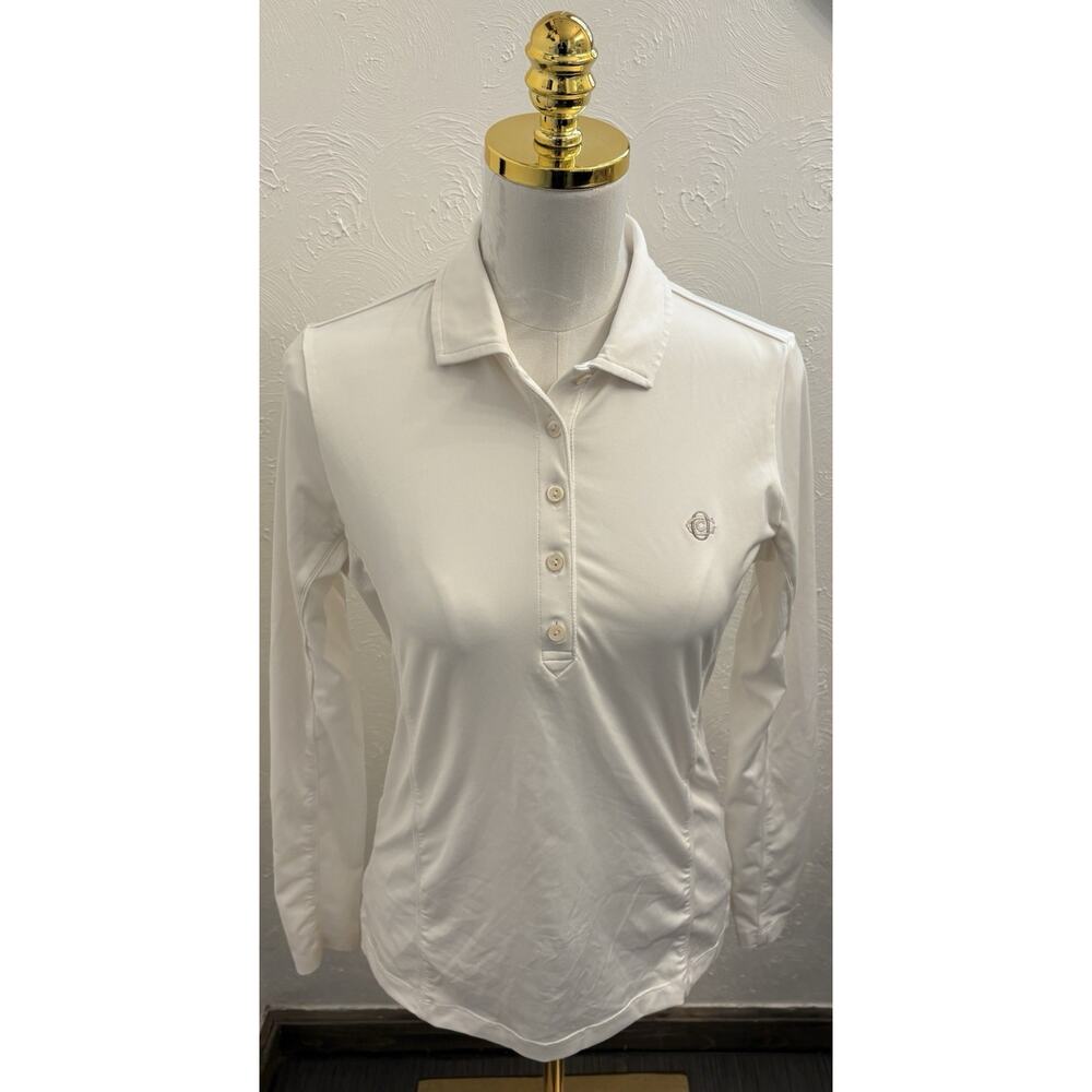 Peter Millar Wicking Womens Long Sleeve Collared Golf Shirt Size Small White
